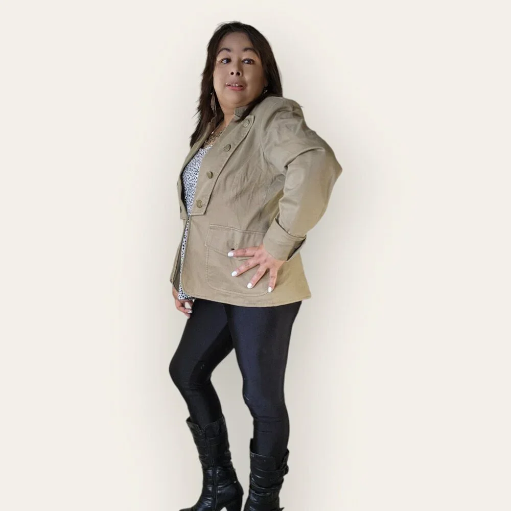 FASHIONISTA WOMENS SIZE 12 LIGHT BROWN CREAM BLAZER JACKET - Picture 1 of 9